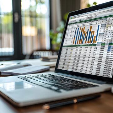 Detailed Budget Spreadsheet on Laptop Showcasing Financial Planning and Data Analysis