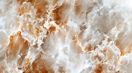 A detailed rendering of marble in shades of brown and white, showcasing intricate veining patterns on a glossy surface. Warm tones, high contrast, hd quality, refined and modern. --ar 16:9 --v 6.