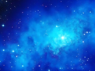 Fototapeta premium Glowing Blue Nebula with Stars in Deep Space Background