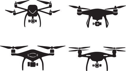 Set FPV-Drone. Hand drawn vector illustration