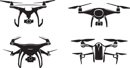 Set FPV-Drone. Hand drawn vector illustration