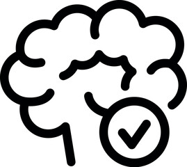 This vector illustration depicts a brain with a check mark, symbolizing good mental health and well being