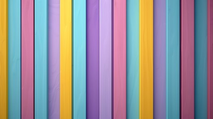 Obraz premium A playful pattern of colorful stripes in shades of purple, teal, and yellow, with varying widths on a light blue background. High contrast, lively and stylish, hd quality, cheerful and dynamic.