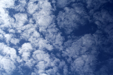Blue sky filled with altocumulus clouds