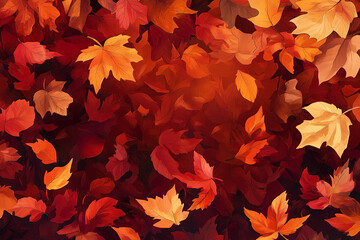 Fototapeta premium Colorful drawn autumn leaves background, good for any project.