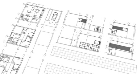 house architecture plan 3d illustration