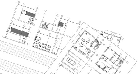 house architecture plan 3d illustration