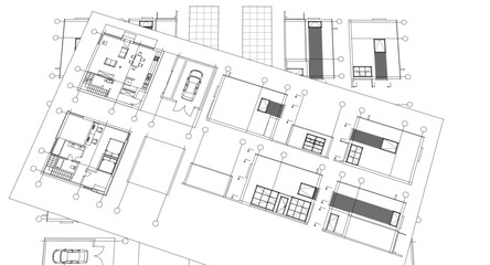house architecture plan 3d illustration