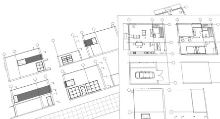 house architecture plan 3d illustration