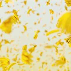 Obraz premium Stop motion of 3d render lowpoly fruit splash or falling flying from the air on the surface on blue sky background. fruit object design concept.