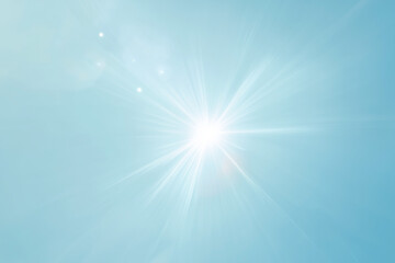 青の背景、輝く光、フラッシュ