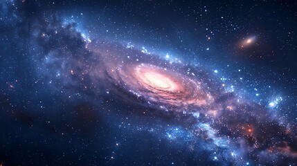 Obraz premium An artistic rendering of the Milky Way galaxy, with its luminous core and spiraling arms filled with stars and nebulae, in a vast cosmic setting. Detailed, high contrast, hd quality,