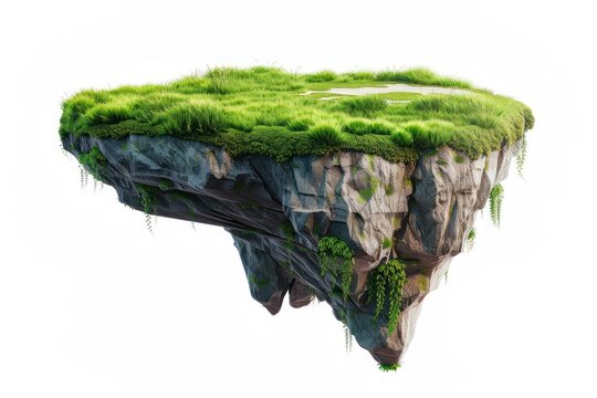 Floating island with lush greenery