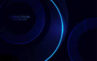 glowing blue light lines and circle lines binding patterns dark blue digital geometric background,cover,card and wallpaper element vector illustration.