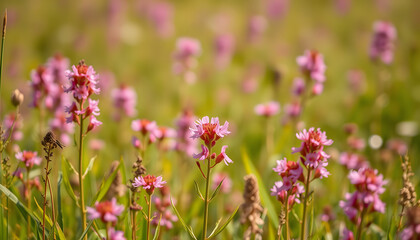 Fireweed Blooms in a Summer Field isolated with white highlights, png