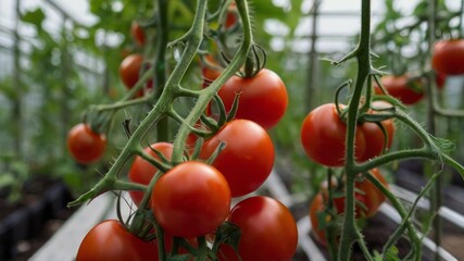 Tomatoes in a greenhouse