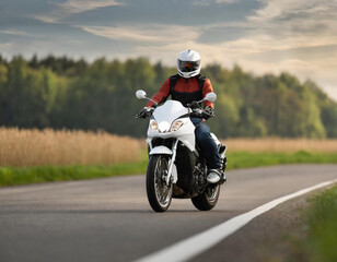 Fototapeta premium Motocyklista na drodze