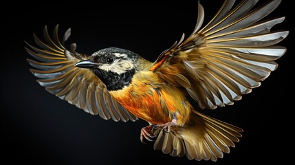 Obraz premium bird tit flying wide spread wings and flushing