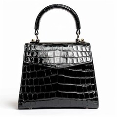 Elegant black crocodile handbag