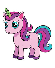 A beautiful cartoon unicorn horse illustration