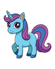 A beautiful cartoon unicorn horse illustration
