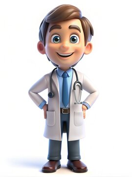 recommend clip art: A Cute Anime Style 3D Cartoon Doctor A Cute Anime Style Cartoon Engineer Wearing White Doctor Coat