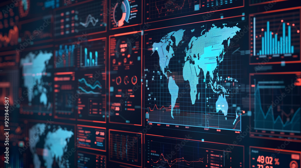 Poster complex cybersecurity analytics, including graphs, heatmaps, and threat analysis charts. use a high-