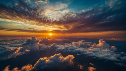 Fototapeta premium Clouds and the sky as the sun sets. AI generated