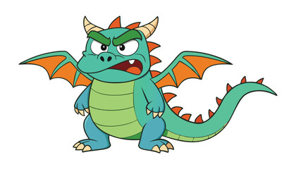 A angry dragon cartoon character design illustration