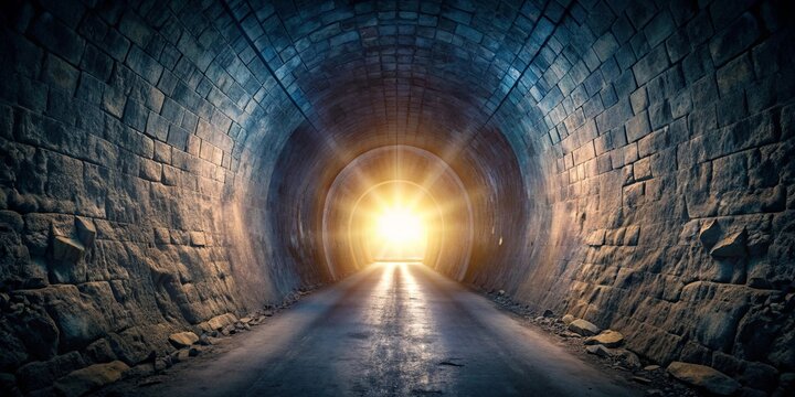 Bright light at the end of a dark tunnel, symbolizing hope and escape