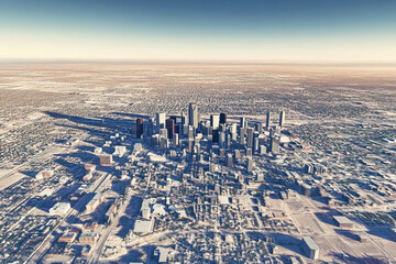 Technical aerial visual, 3D LiDAR GIS aerial map satellite scan model isolated, showing Dallas , USA. Elevation, topography, render