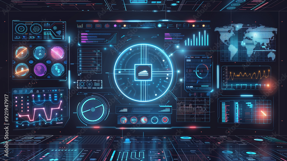 Poster complex cybersecurity analytics, including graphs, heatmaps, and threat analysis charts. use a high-