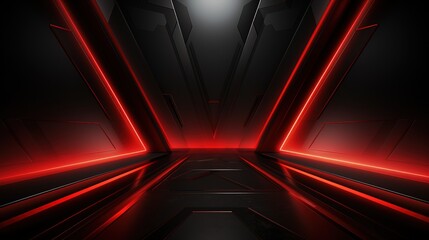 Abstract black and red futuristic background with glowing lines.
