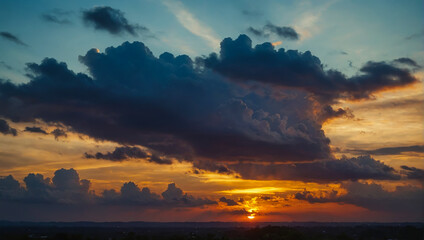Clouds and the sky as the sun sets. AI generated