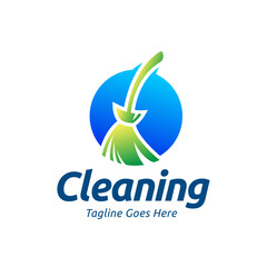 Home Cleaning Services Logo Design Vector. Cleaning broom logo design.