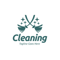 Fototapeta premium Home Cleaning Services Logo Design Vector. Cleaning broom logo design.
