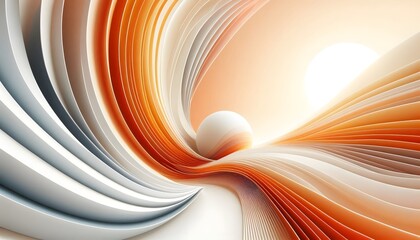 Abstract waves of orange and white hues flowing smoothly in a gradient with soft light