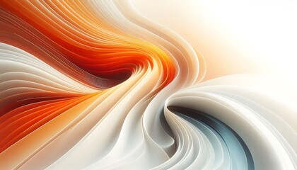 Abstract waves of orange and white hues flowing smoothly in a gradient with soft light
