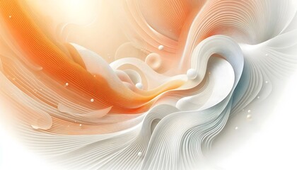 Abstract waves of orange and white hues flowing smoothly in a gradient with soft light