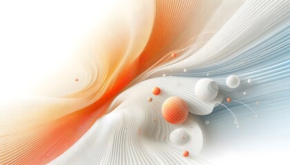 Abstract waves of orange and white hues flowing smoothly in a gradient with soft light