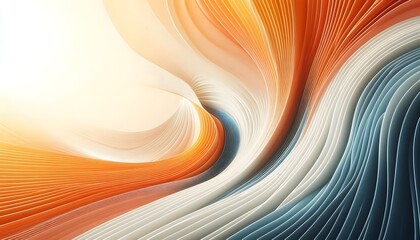 Abstract waves of orange and white hues flowing smoothly in a gradient with soft light