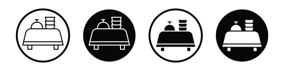 Buffet vector icon set black filled and outlined style.