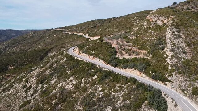 Drone view of a mountain road 