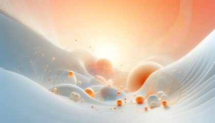 Abstract waves of orange and white hues flowing smoothly in a gradient with soft light