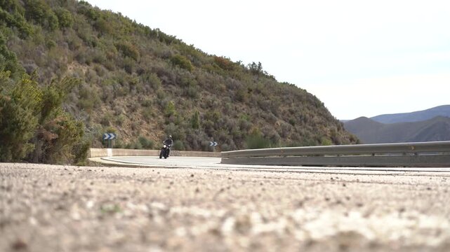 motorcycle rider during trip in a mountain road