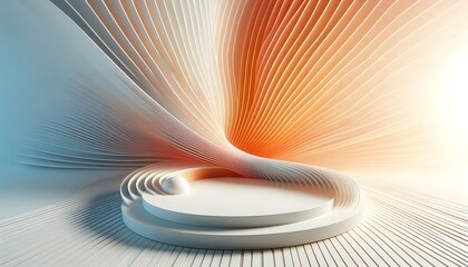 Abstract waves of orange and white hues flowing smoothly in a gradient with soft light