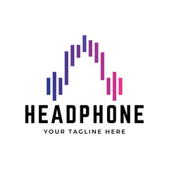 Headphones music audio entertainment logo design template vector.