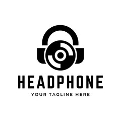 Obraz premium Headphones music audio entertainment logo design template vector.