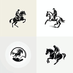 Riding horse logo design vector illustration