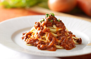 ボロネーゼのイタリアンレストランのパスタ